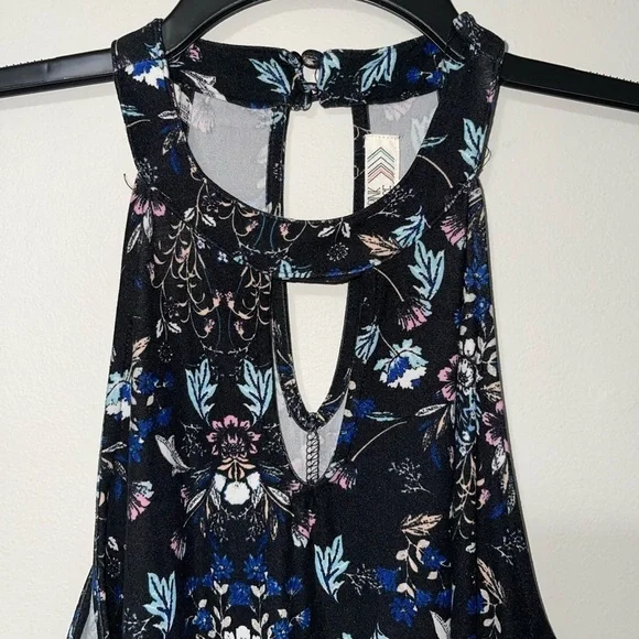 Pink Rose Halter Top Black Floral Dress Size Large - Picture 3 of 7